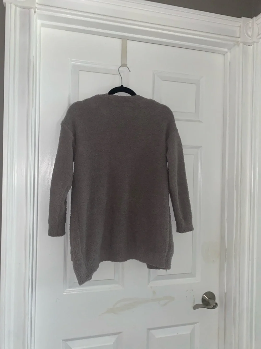 Hazel moon gray fuzzy cardigan sweater XS